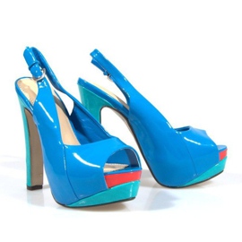 Lodičky Sandály Na Modré Platformě A8030 modrý Lodičky Sandály Na Modré Platformě A8030 modrý