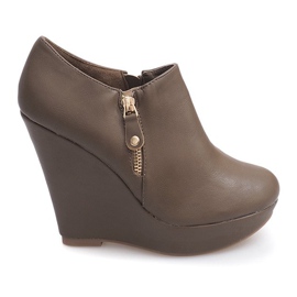 Boty na klínku na zip S-210 Khaki zelený