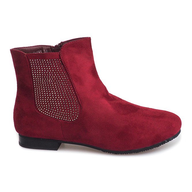 Suede Booties Jodhpur 7-133 Claret červené