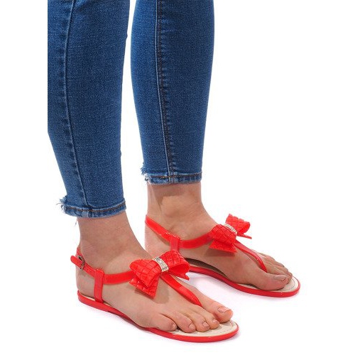 Sandály zdobené mašlí 911 Red červené