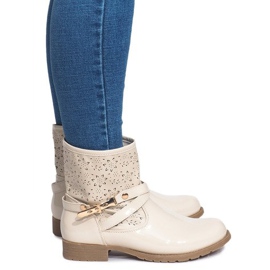 Prolamované boty lakované Galoshes ZH650 béžové béžový