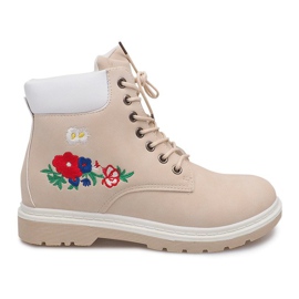 Zateplené kozačky SJ669-5 béžové béžový Zateplené kozačky SJ669-5 béžové béžový