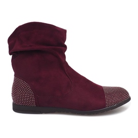 Suede Booties Jodhpur boty B03 červená červený