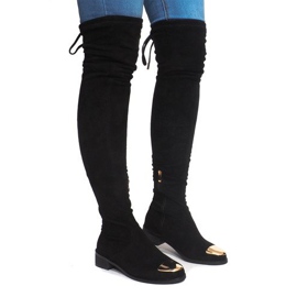 Vysoké semišové boty Lycra B-8 Black černá