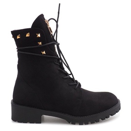 Semišem zdobené lovce H99-17 černé černý