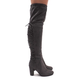 Semišové boty na tyči 15135-67 šedé šedá