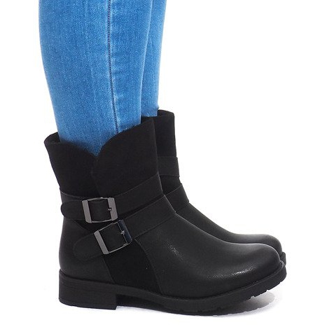 Teplé boty se sponou B0-178 černé černá