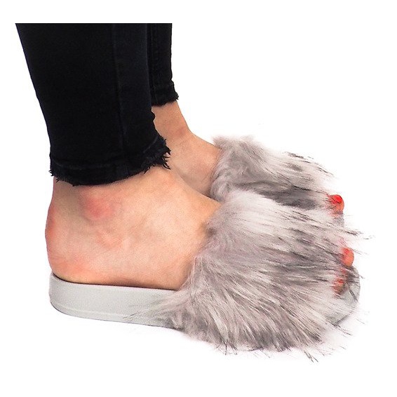 Pantofle s kožešinou HN51-5 šedá Pantofle s kožešinou HN51-5 šedá