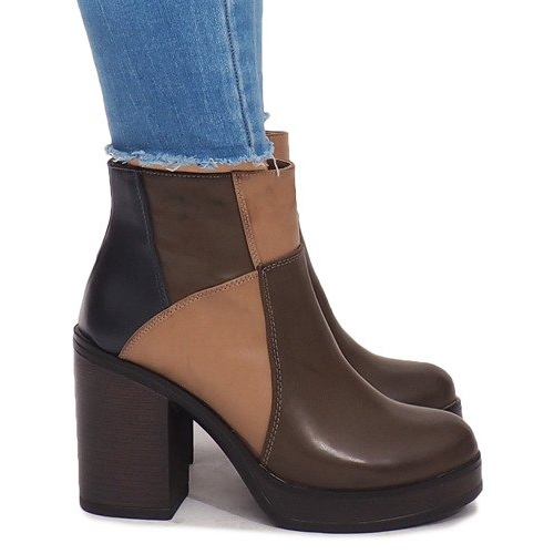 Boty na podpatku s gumou YBS280 Khaki vícebarevný zelená