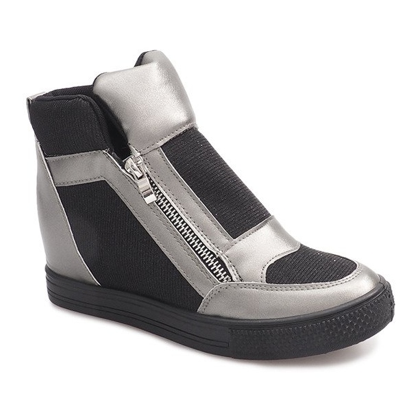 Klínové tenisky TL020-3 černá šedá Klínové tenisky TL020-3 černá šedá