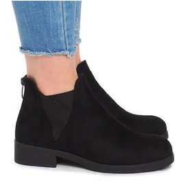 Semišové boty s gumičkou 8203Y černé černá