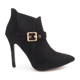 Boty na vysokém podpatku semišové PK097 černé černá Boty na vysokém podpatku semišové PK097 černé černá