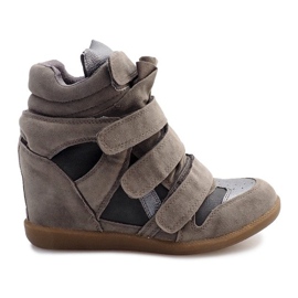 Klínové tenisky R9686 šedé šedá Klínové tenisky R9686 šedé šedá