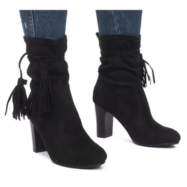 Isabelle Black Fringed Booties černý