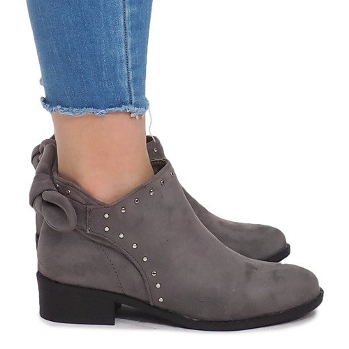 Semišové boty se zipem LL230 šedé šedá Semišové boty se zipem LL230 šedé šedá