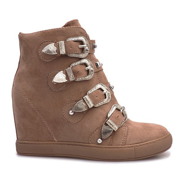 Růžové semišové tenisky s přezkami Maya hnědý růžový