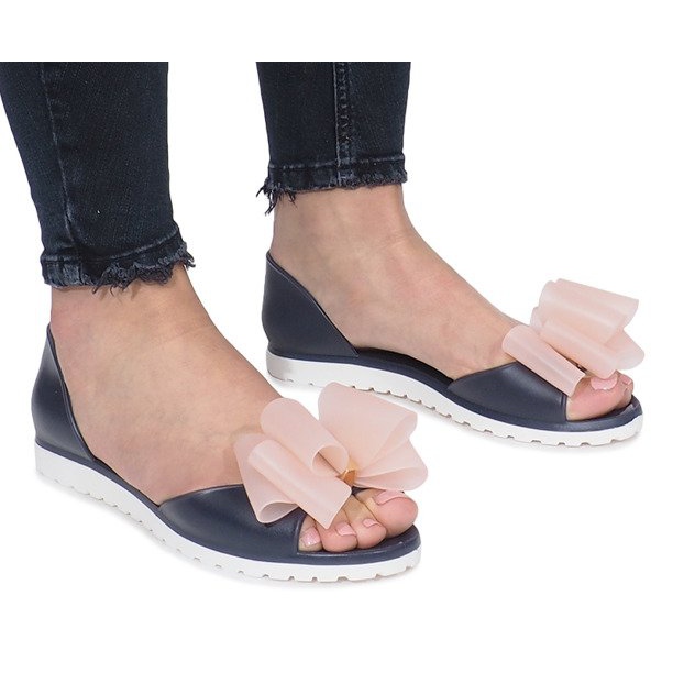 Tmavě modré sandály Meliski Flower City námořnická modrá růžový