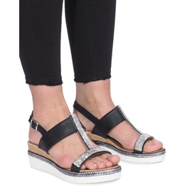 Černé klínové sandály Sixth Sens černý