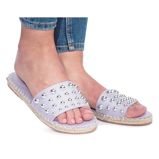 Fialové pantofle s cvočky Mocate fialový Fialové pantofle s cvočky Mocate fialový