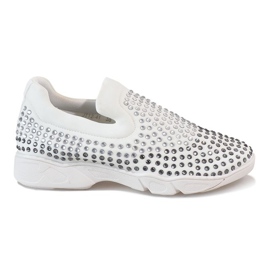 Bílé bodové boty s diamantovým zdobením JT12-41 bílý