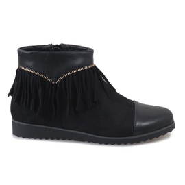 Černé kozačky s třásněmi od boho TL-19 černý
