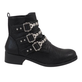 Černé kozačky se sponami 7168-PA černá