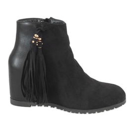 Černé semišové kotníkové boty boho JKD-39 černý