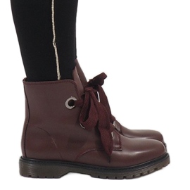 Kayla Shoes Burgundské šněrovací boty PF276 červený