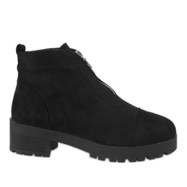 Kayla Shoes Černé kotníkové boty na vysokém podpatku se zipem 2017-3 černý