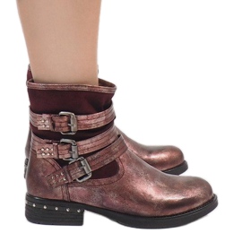 Kayla Shoes Kaštanové zateplené boty S109 červený