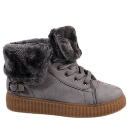 Šedé zateplené boty B192-2 šedá