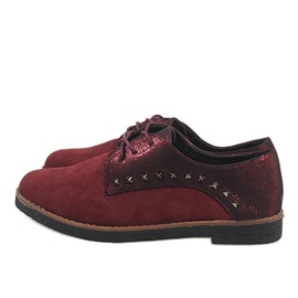 Červené šněrovací boty s cvočky LX155