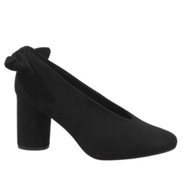 Černé semišové lodičky na sloupku LL-93P Schwarz černá Černé semišové lodičky na sloupku LL-93P Schwarz černá