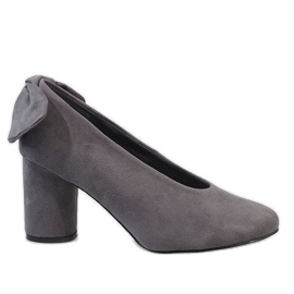 Černé semišové lodičky na sloupku LL-93P šedá Černé semišové lodičky na sloupku LL-93P šedá