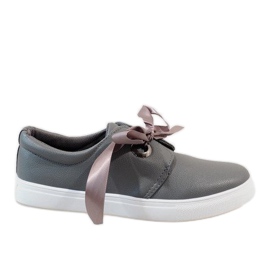 Šedé tenisky s mašlí 3057-3 šedá Šedé tenisky s mašlí 3057-3 šedá