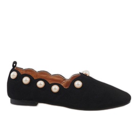 Černé balerínky s perlami 588C-12A černá