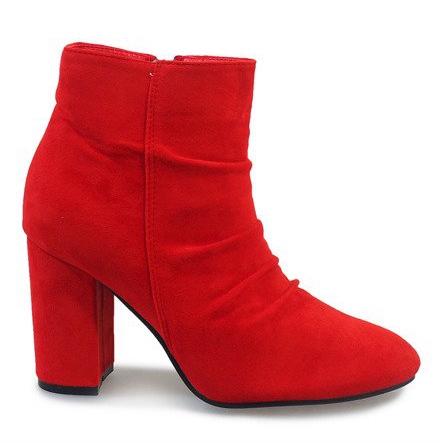 Červené semišové kotníkové boty na sloupku 0M803