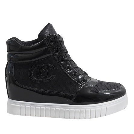 Černé tenisky na klínku NB83P černá Černé tenisky na klínku NB83P černá