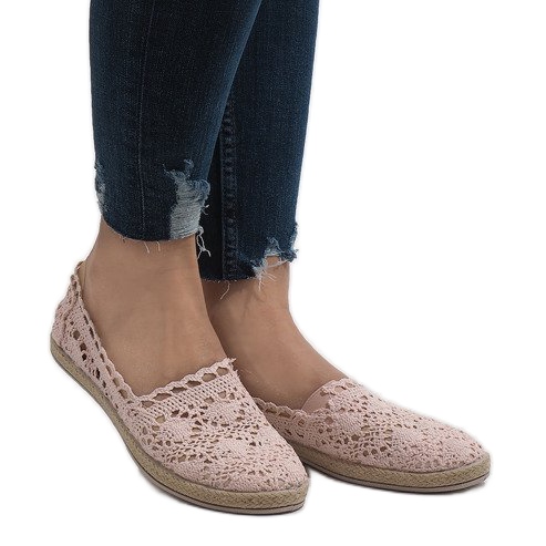 Růžové krajkové tenisky JX57P růžový Růžové krajkové tenisky JX57P růžový