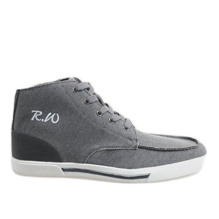 Šedé elegantní vysoké boty F10455 šedá