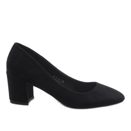 Černé semišové lodičky na sloupku D-1228 černá Černé semišové lodičky na sloupku D-1228 černá