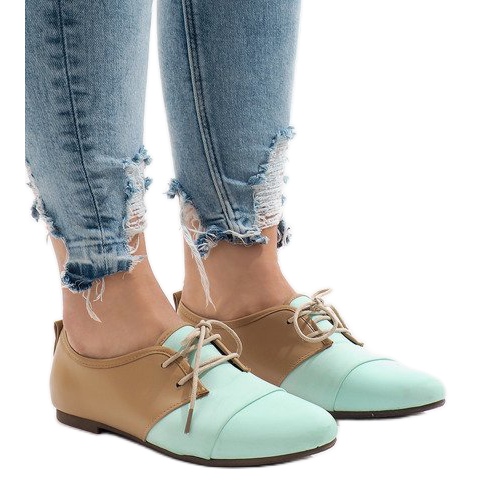 Mátové prolamované jazzové boty Oxfordky 2 hnědý zelená