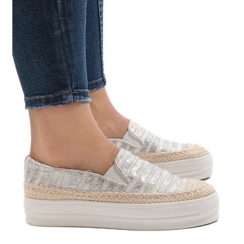 Bílé tenisky espadrilky na platformě GH001 bílý