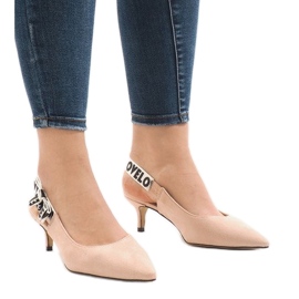 Růžové lodičky na podpatku HD-33 růžový