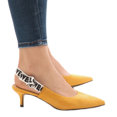 Žluté lodičky na podpatku HD-33 žlutá