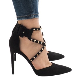 Černé semišové vysoké podpatky GH11547 černá