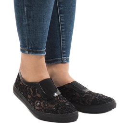 Černé krajkové tenisky HC232 černý