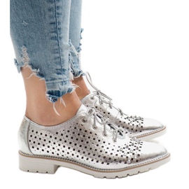 Stříbrné prolamované boty s hřeby G-106-2 šedá