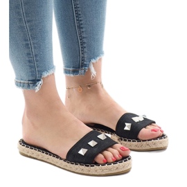 Černé džíny pantofle 7087 cvočky černý