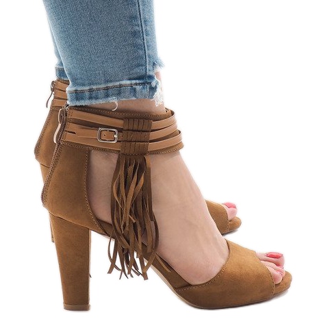 Velbloudí sandály na boho sloupku 1275-GL hnědý